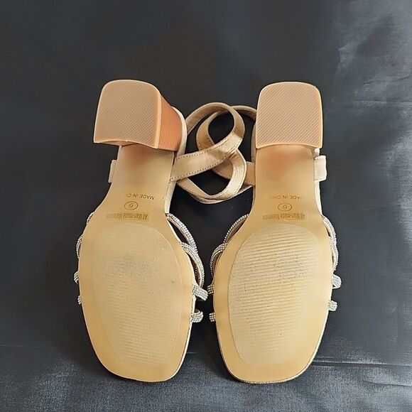 BRAND NEW GLAZE WOMEN’S BLOCK-HEEL RHINESTONES CRISS-CROSS STRAP SANDAL - Picture 13 of 16